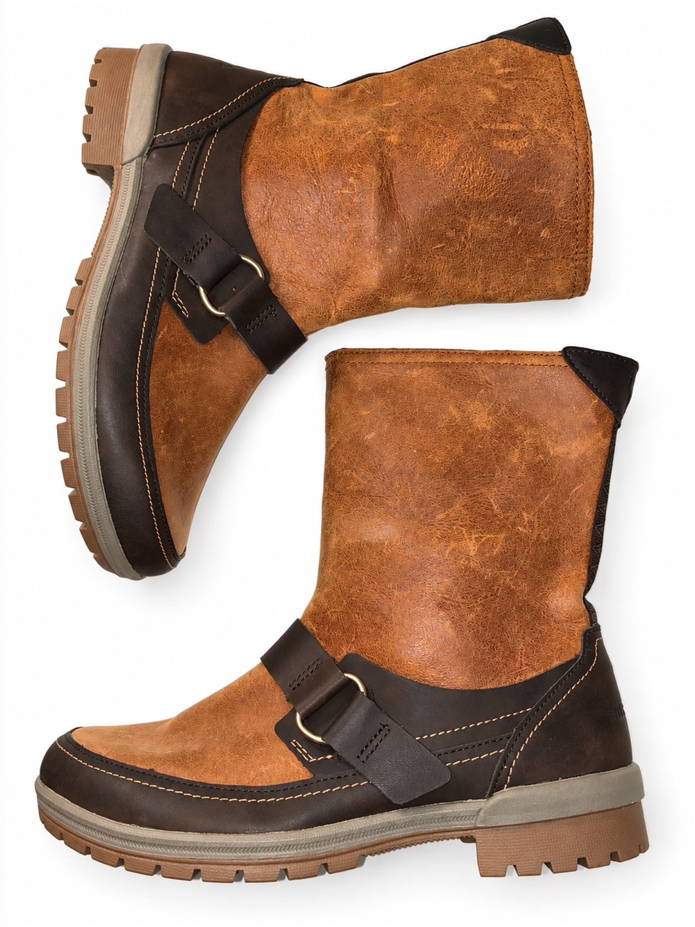 Merrell Emery Buckle Boots Women’s 10 Rust Brown Leather Mid Calf J42448